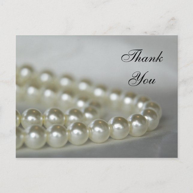 White Wedding Pearls Vielen Dank Postkarte (Vorderseite)