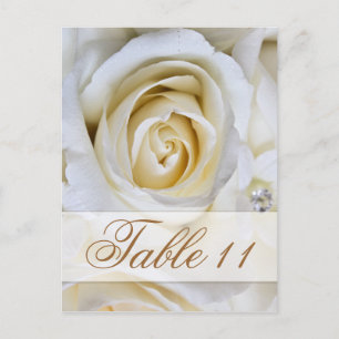 White Wedding Rose Empfang Tischnummer Cards