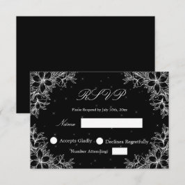 White Wedding RSVP mit Verzierter Blumengrafik Karte