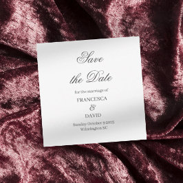 White Wedding Save the Date Card