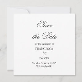White Wedding Save the Date Card