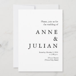White Wedding with a photo & QR Code Einladung