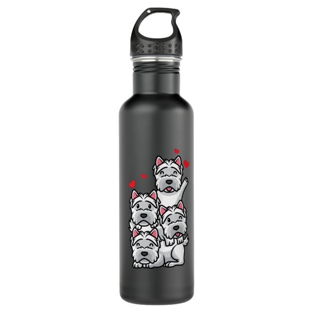 White West Highland Terrier Dog Kawaii Edelstahlflasche (Vorderseite)