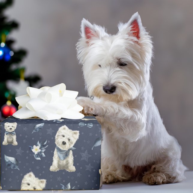 White Westie Christmas Geschenkpapier (Von Creator hochgeladen)