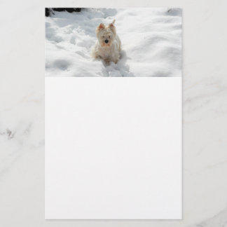White Westig Dog in Snow Stationery Paper Briefpapier