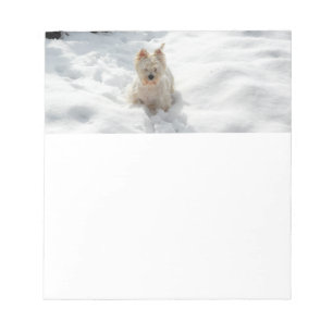White Westig Dog in Snow Stationery Paper Notizblock