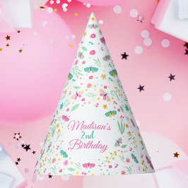 White Whimsical Garden Butterfly Girls Birthday Partyhütchen