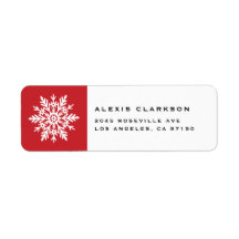 White Whimsical Snowflake Red Christmas