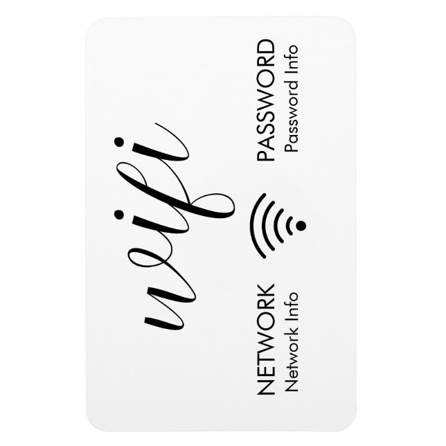 White WiFi Password Signieren Schwarze WiFi-Netzwe Magnet (Vertikal)