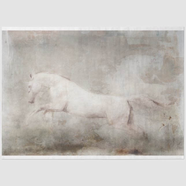 White Wild Horse Decoupage Seidenpapier (Vorderseite)