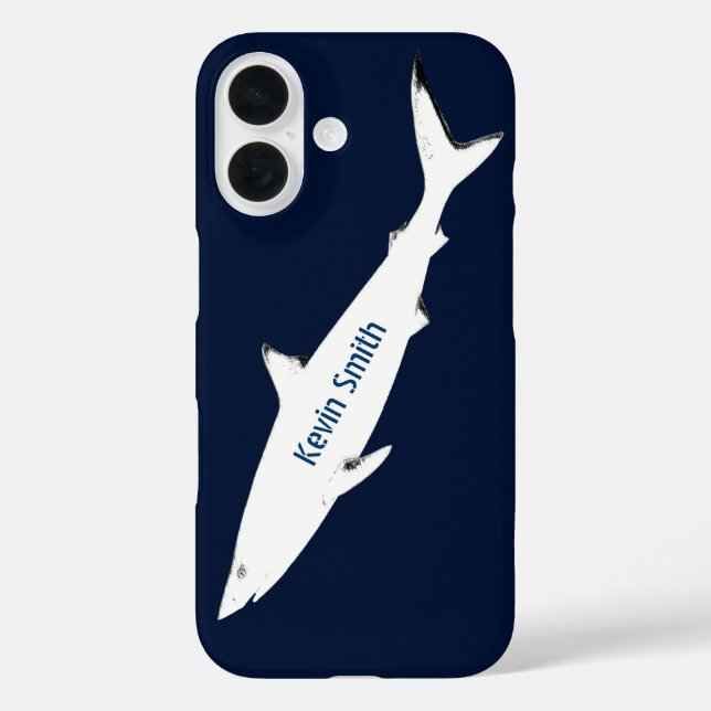 white wild shark personalized iPhone 16 hülle (Rückseite)