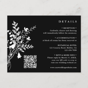 White Wildblume Bouquet Black Wedding Details Begleitkarte