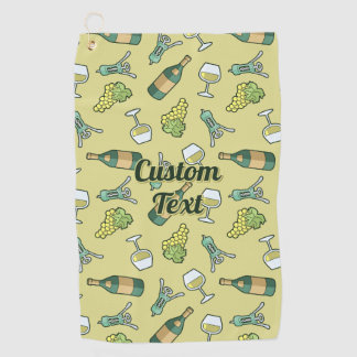 White Wine Pattern Golf Handtuch