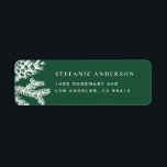 White Winter Botanicals Forest Green Christmas<br><div class="desc">Fügen Sie Ihrer ausgehenden Post eine saisonale Touch mit diesem eleganten Adressetikett mit weißen Botanicalen im Winter und Pinecones auf tiefgrünem Hintergrund hinzu. Die sanften, natürlichen Elemente erinnern an die stille Schönheit der Saison und eignen sich gut für Winterhochzeiten, Urlaubspost oder den Alltag in den kalten Monaten. Das Design ist...</div>