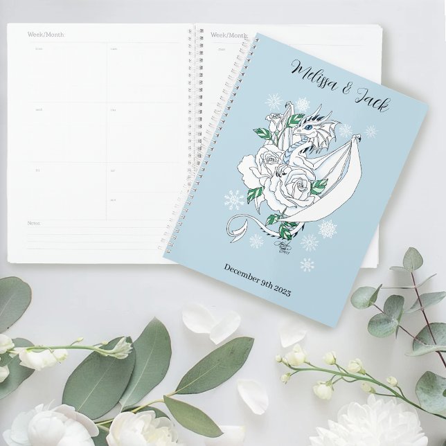White Winter Dragon Snowflake Blue Wedding Planer (Von Creator hochgeladen)