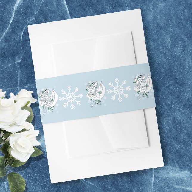 White Winter Dragon Snowflakes Blue Einladungsbanderole (Von Creator hochgeladen)