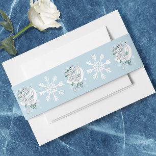 White Winter Dragon Snowflakes Blue Einladungsbanderole