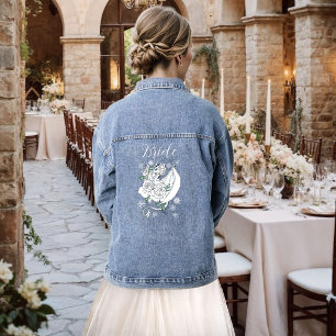 White Winter Dragon Snowflakes Blue Jeansjacke
