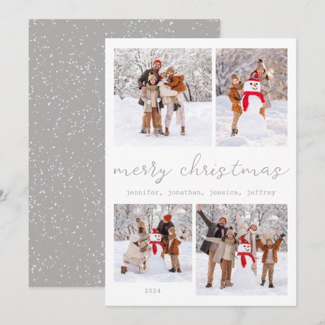 White Winter Frohe Weihnachts-Fotokarte Feiertagskarte (Vorne/Hinten)