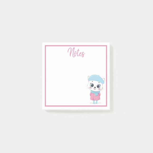 White Winter Kitten Post-It-Notes Post-it Klebezettel (Vorderseite)