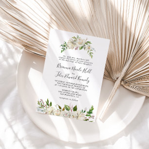 White Winter Peony Floral Hochzeit Einladung