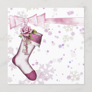 White Winter Pink Snowflakes Baby Dusche Einladung