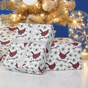 White Winter Red Kardinal Pattern Geschenkpapier