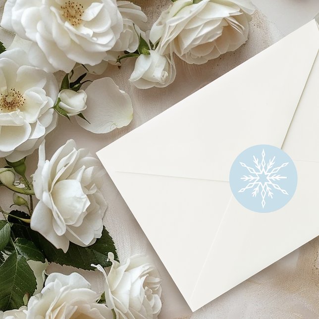 White Winter Snowflakes Blue Runder Aufkleber (Von Creator hochgeladen)