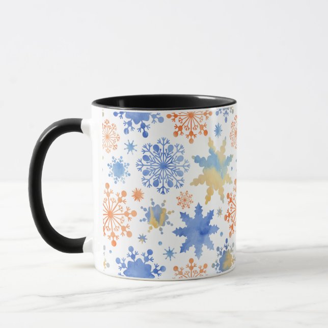 White Winter Snowflakes Watercolor Pattern Tasse (Links)