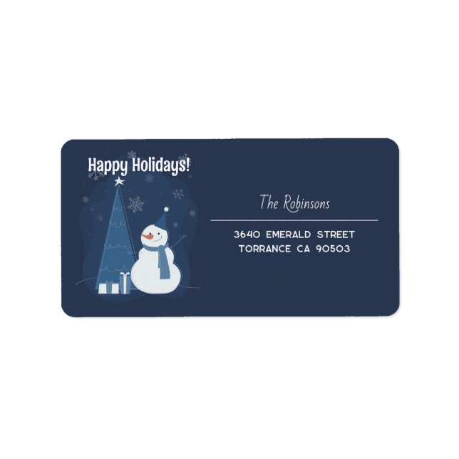 White Winter Weihnachtsgeschenk Ideen Vintag Blue Adressaufkleber (Vorne)