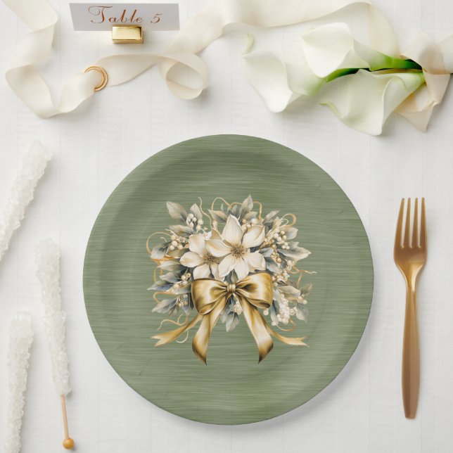 White Winterberry Einladung Set Paper Plate Pappteller (Hochzeit)