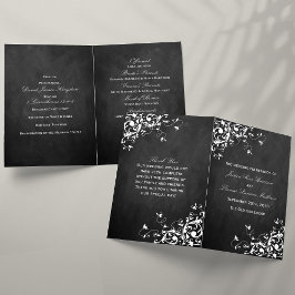 White Wirbel auf Chalkboard Hochzeit Bi-Falten Pro