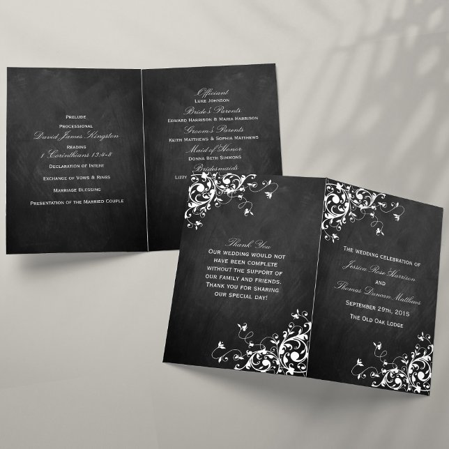 White Wirbel auf Chalkboard Hochzeit Bi-Falten Pro (Von Creator hochgeladen)
