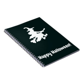 White Witch on Black - Happy Halloween Notizblock