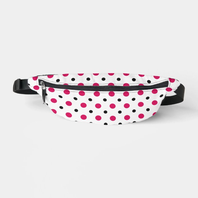 White with black and hot pink dots bauchtasche (Vorderseite)