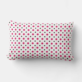 White with black and hot pink dots lendenkissen