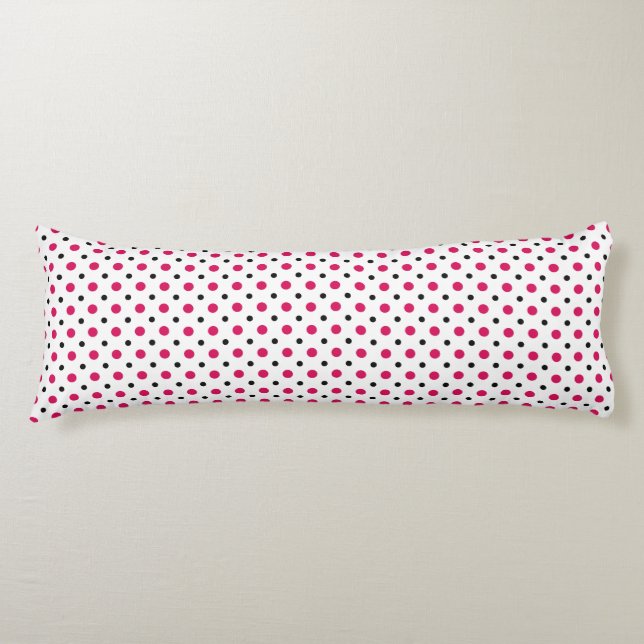 White with black and hot pink dots seitenschläferkissen (Vorderseite)