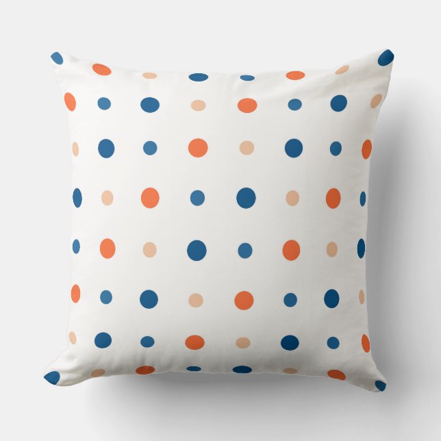 White with blue and orange dots kissen (Vorderseite)