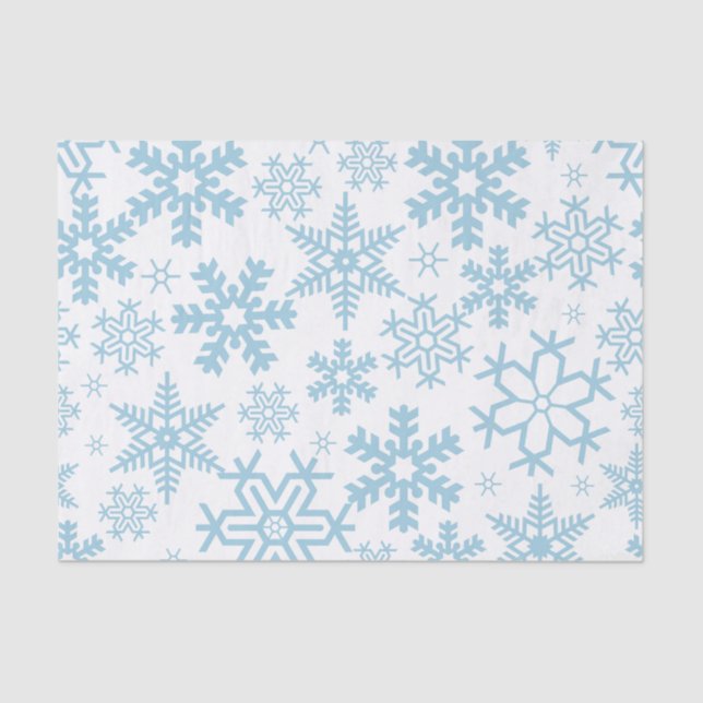WHITE WITH BLUE WINTER SNOWFLAKES SEIDENPAPIER (Vorderseite)