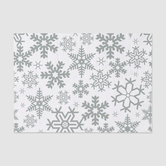 WHITE WITH GREEN WINTER SNOWFLAKES SEIDENPAPIER (Vorderseite)