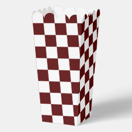 White with Maroon Square Pattern Popcorn Geschenkschachtel