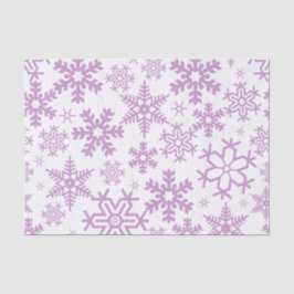 WHITE WITH PURPLE WINTER SNOWFLAKES SEIDENPAPIER