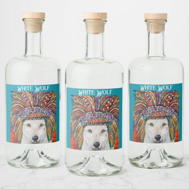 White Wolf Art Alkoholflaschenetikett (Flaschen)