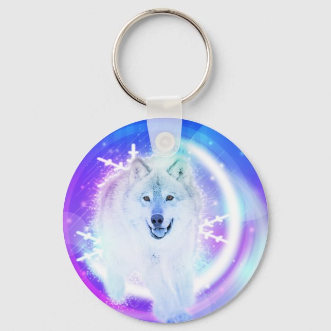 White Wolf Art Design Schlüsselring Schlüsselanhänger (Vorderseite)