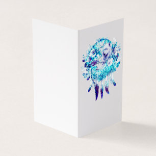 White Wolf Dreamcatcher Lila Blue Floral