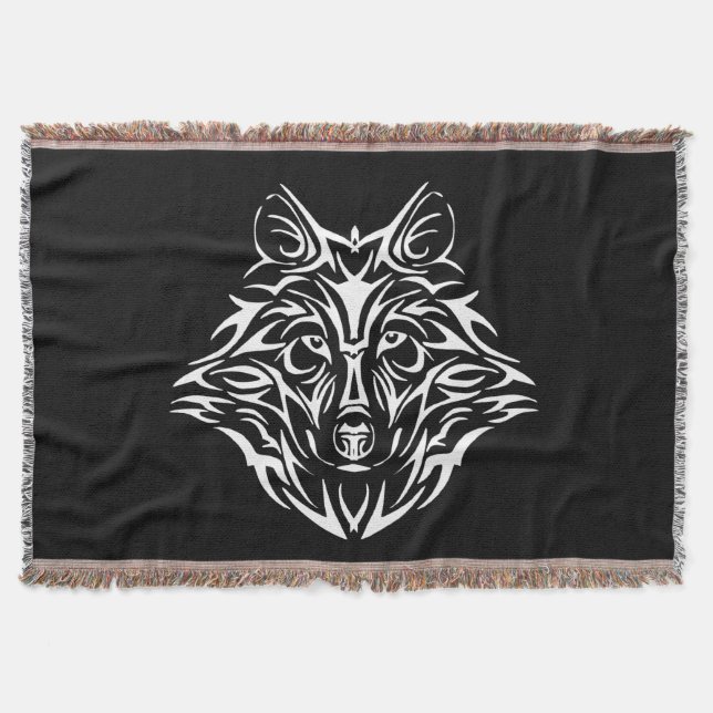 White Wolf Kopf auf schwarz Decke (Vorderseite)