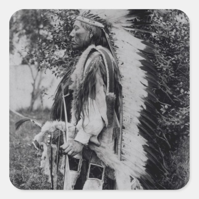 White Wolf, Leiter der Komanche, c.1891-98 Quadratischer Aufkleber (Vorderseite)