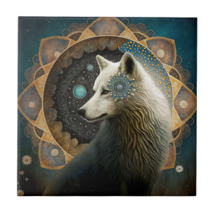 White Wolf Mandala Fliese