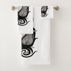 White Wolf mit Raven Tribal Art Badhandtuch Set