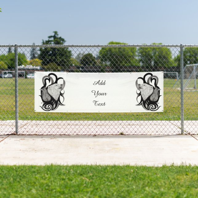 White Wolf mit Raven Tribal Art Banner (Insitu)